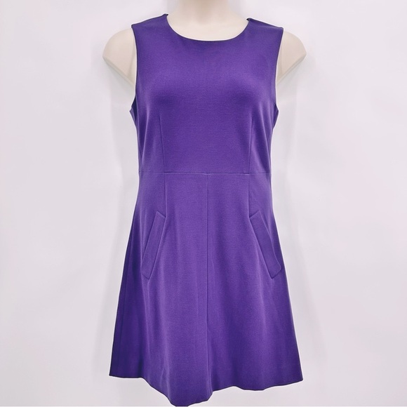 Diane Von Furstenberg Carpreena Mini Chrome A Line Sheath Dress Purple Size 12 - Picture 2 of 9